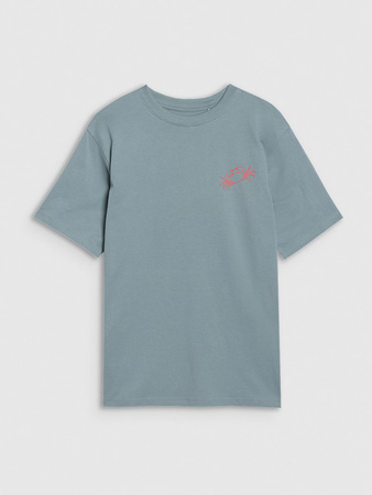 T-shirt oversize z nadrukiem chłopięcy 4F 4FJWSS25TTSHM1914-46S