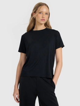 T-shirt z prążkowanej dzianiny z modalem damski 4F 4FRAW25TTSHF3282-21S