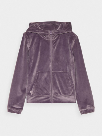 Bluza dresowa z weluru rozpinana z kapturem dziewczęca 4F Junior 4FJWAW24TSWSF1217-51S