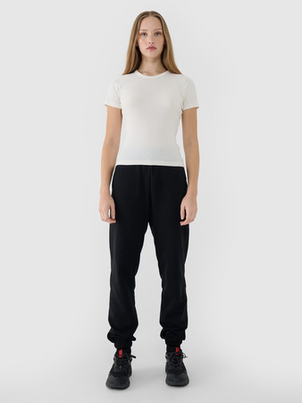 T-shirt slim z prążkowanej dzianiny damski 4F 4FWSS25TTSHF1968-11S