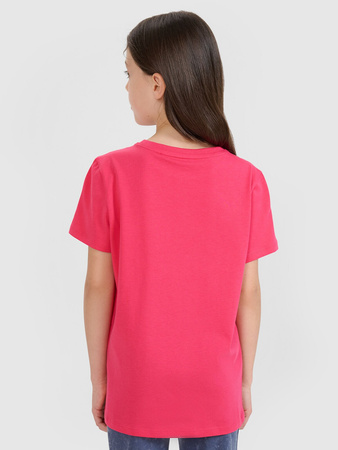 T-shirt regular gładki dziewczęcy 4F 4FJWSS25TTSHF2177-55S