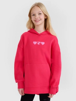 Bluza dziewczęca dresowa nierozpinana z kapturem 4F 4FJRSS25TSWSF2235-62S