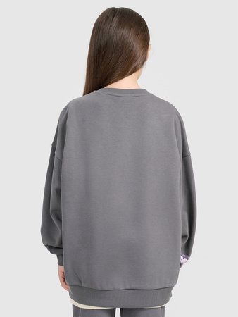 Bluza dresowa oversize nierozpinana bez kaptura dziewczęca 4F 4FJRAW25TSWSF2438-22S