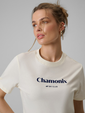 T-shirt loose z nadrukiem damski 4F 4FRAW25TTSHF3409-12S