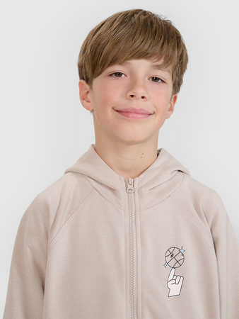 Chłopięca bluza dresowa rozpinana z kapturem 4F 4FJRSS25TSWSM2103-83S