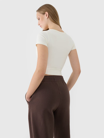 T-shirt crop top gładki damski 4F 4FRSS25TTSHF2695-11S