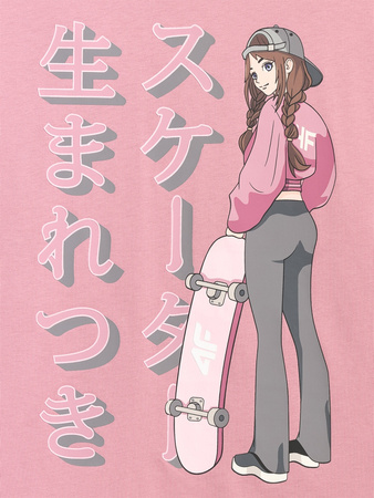 T-shirt oversize z nadrukiem dziewczęcy 4F 4FJRAW25TTSHF2936-54S