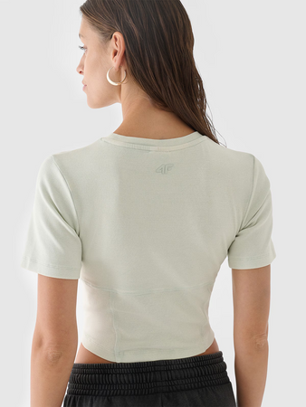 Crop top slim gładki damski 4F 4FRAW24TTSHF2581-47S