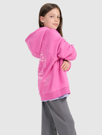 Bluza dresowa nierozpinana z kapturem dziewczęca 4F 4FJRAW25TSWSF2439-54S