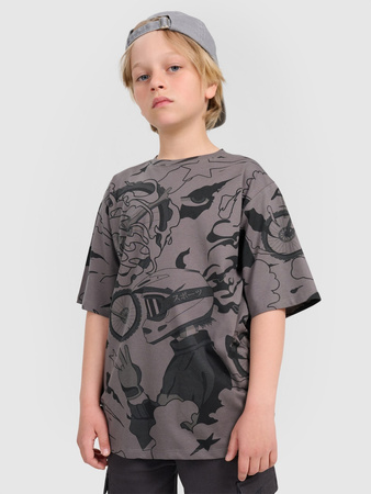 T-shirt oversize z nadrukiem chłopięcy 4F 4FJRAW25TTSHM3063-90A