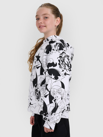 T-shirt oversize z nadrukiem dziewczęcy 4F 4FJRAW25TTSHF3069-90A