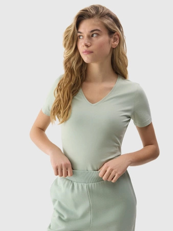 T-shirt gładki z bawełną organiczną damski 4F