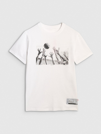 T-shirt regular z nadrukiem siatkarskim męski 4F 4FRAW25TTSHM3319-10S