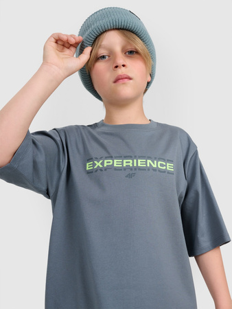 T-shirt oversize z nadrukiem chłopięcy 4F 4FJRAW25TTSHM3166-46S