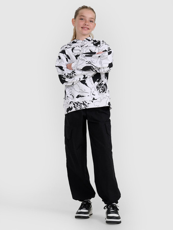 Bluza dresowa nierozpinana z kapturem dziewczęca 4F 4FJRAW25TSWSF2348-90A