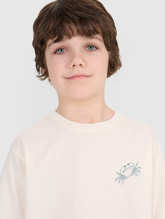 T-shirt oversize z nadrukiem chłopięcy 4F 4FJWSS25TTSHM1914-11S