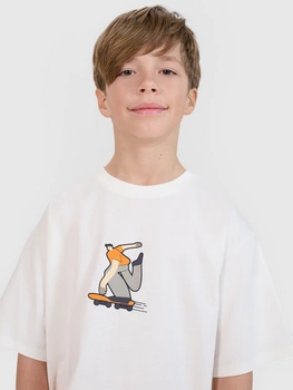 Chłopięcy t-shirt z nadrukiem 4F 4FJRSS25TTSHM2641-11S