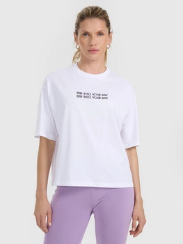 T-shirt oversize z nadrukiem damski 4F 4FRAW25TTSHF3186-10S