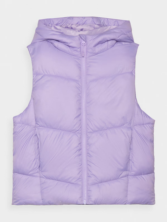 Bezrękawnik puchowy pikowany z kapturem dziewczęcy 4F Junior 4FJWAW24TVJAF129-51S