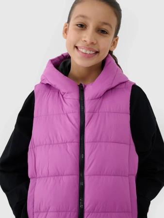 Bezrękawnik dziewczęcy puchowy z wypełnieniem syntetycznym 4F 4FJWSS25TVJAF166-50S